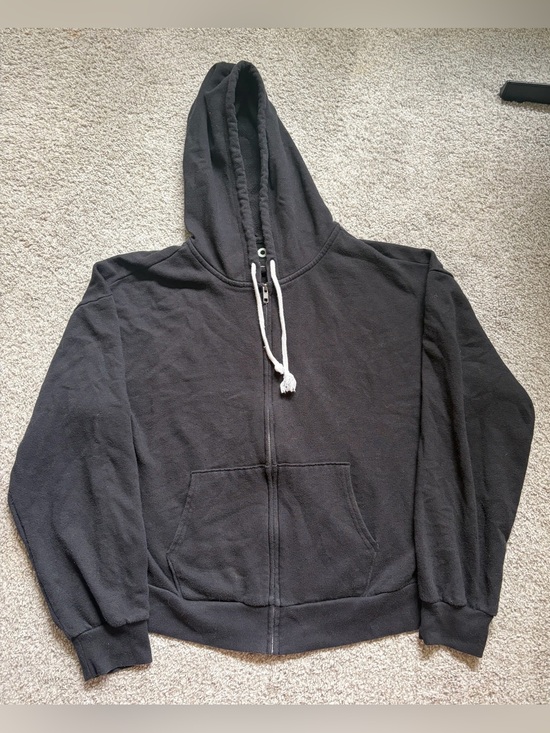 SO Tops - SO Black Women's Full-Zip Hooded Sweatshirt with White Drawcords